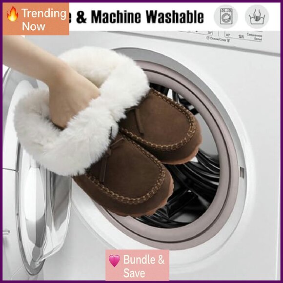 Warm Winter Ankle Boots Faux Fur Lined Moccasin Style Non-Slip Sole - Picture 6 of 7